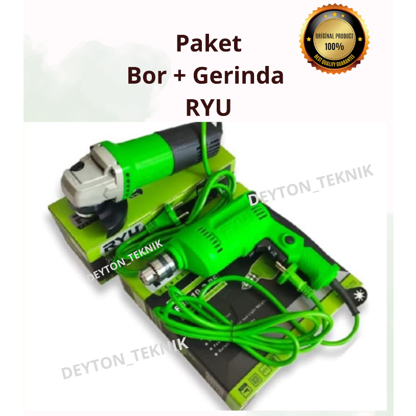 Paket Gerinda RYU Dan Bor RYU 10mm / BUNDLING RYU MESIN GERINDA DAN BOR 10MM