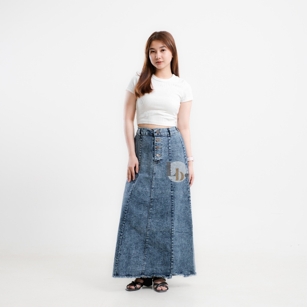 ELLENA SKIRT / ROK JEANS / ROK JEANS KANCING / ROK KANCING