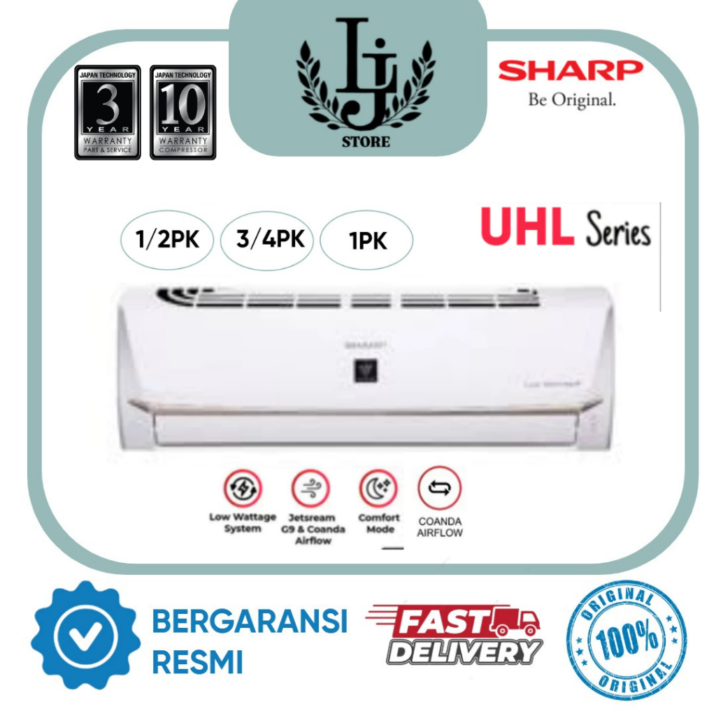AC Sharp Low Watt Plasma AHA5UHL / AHA7UHL / AHA9UHL 1/2PK / 3/4PK / 1PK AC Low Watt Plasma Sharp