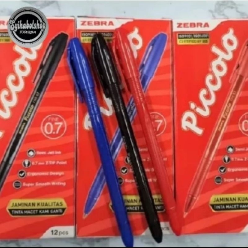 

Pulpen / Pen Zebra Piccolo Bollpoint 0.7 Piccolo PER LUSIN - HITAM