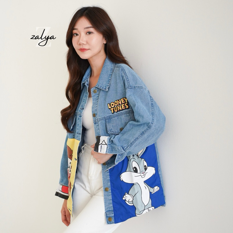ZALYA - looney oversized printed denim jacket