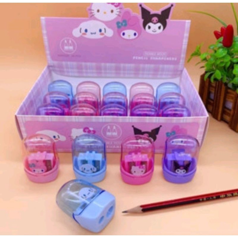

Serutan Pensil Anak/Rautan Pensil Sekolah Karakter 2 Lubang Serutan/Rautan pensil motif Sanrio