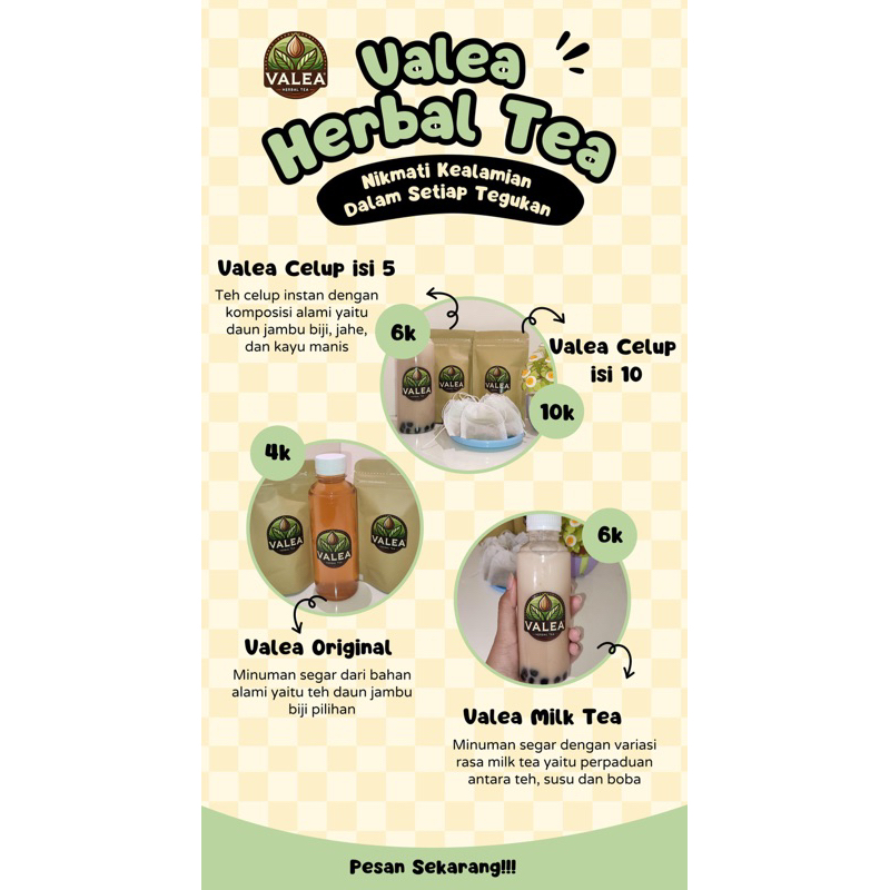 

VALEA TEA |Teh Herbal berkhasiat dari daun jambu biji, jahe, dan kayu manis