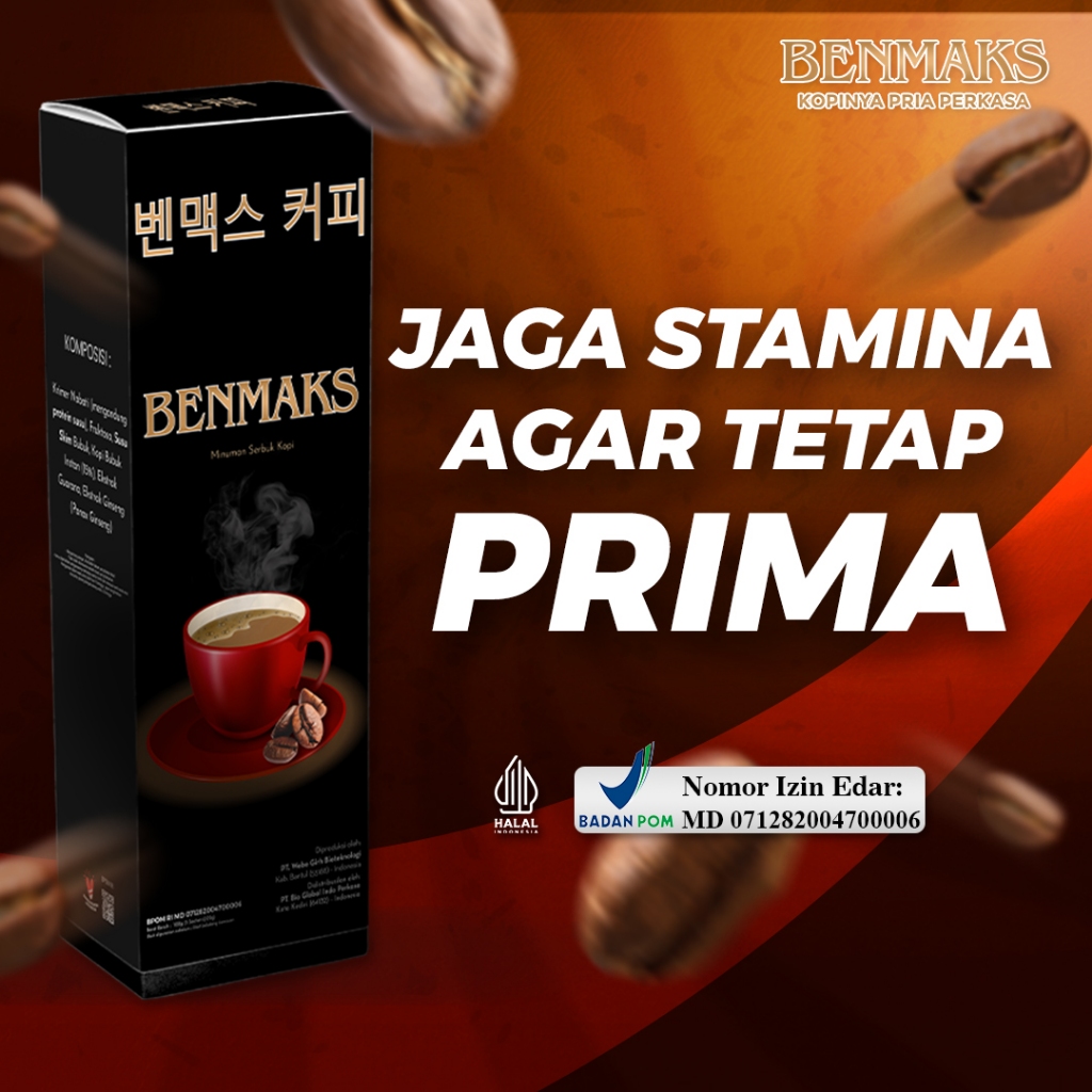 

PROMO! BENMAKS Kopi Nya Para Pria Tingkatkan Vitalitas Dan Stamina 1 Sachet 20gr