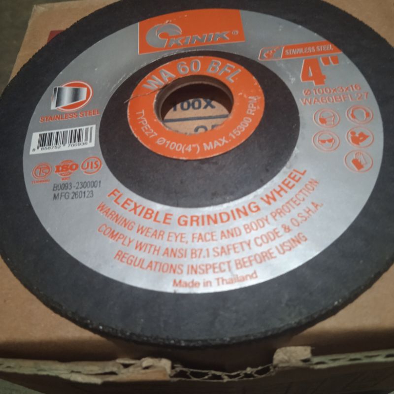 Batu Gerinda potong plexible for stainless KINIK  4 inch WA60