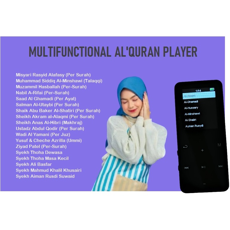 Al Quran Player Multifungsi IPOD Quran Sentuh Al Qur'an Touch Screen Murottal Quran Model IPOD Bluet