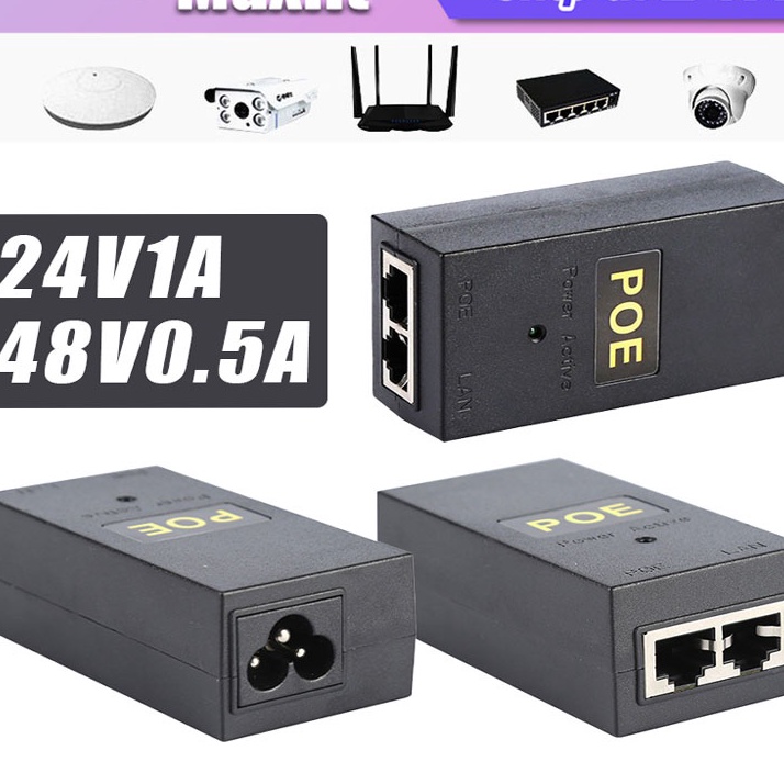 KF7 Desktop POE Power Injector Ethernet Adapter 24V1A 48V5A Surveillance CCTV Kamera