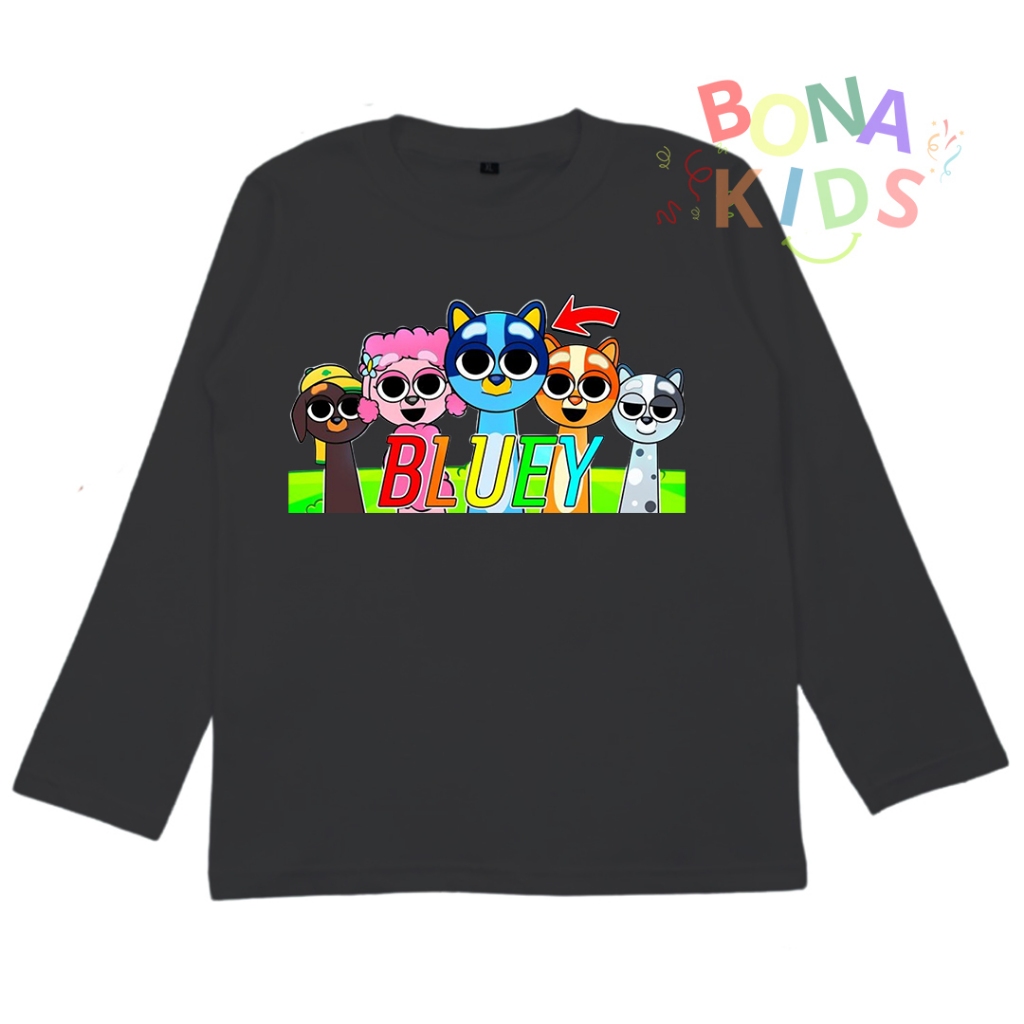 BAJU ANAK KAOS ANAK BLUEY X SPRUNKI LENGAN PANJANG