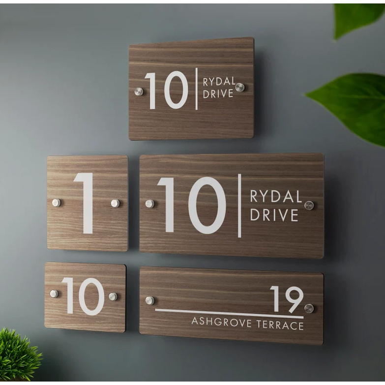 Nomor Rumah ACP Motif Wooden Kayu Custom