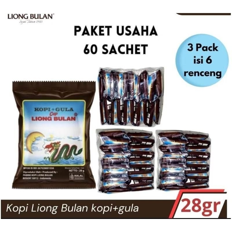 

Kopi Liong bulan gula isi 3 bundel ( 60 sachet )