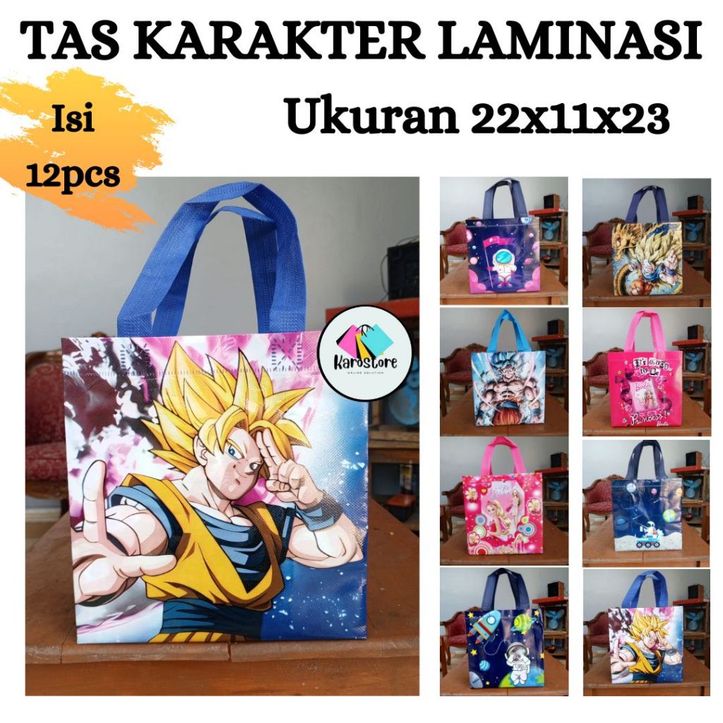 

Tas Ulang Tahun ( Isi 12pcs ) Tas Goodiebag Tas Karakter Laminasi/Tas Hampers/Tas Spundbond