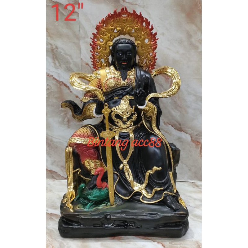 patung dewa hian tian Shang ti / siong te kong - api - 12inch - fiber - hitam