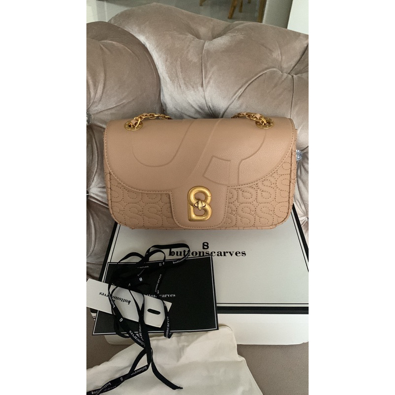 preloved aluna flap bag tan buttonscarves medium