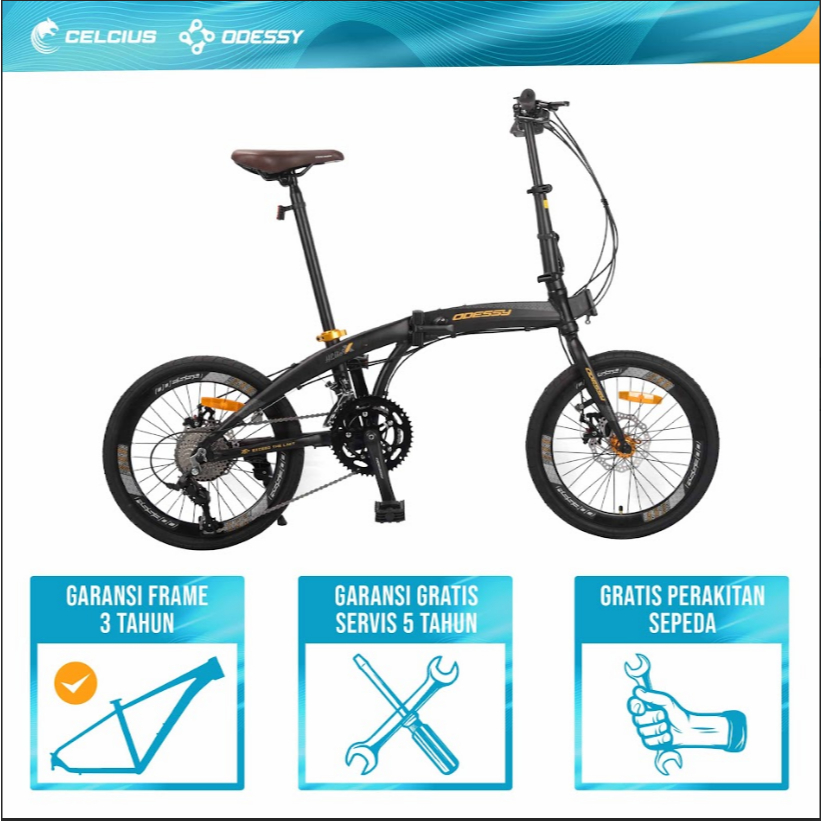 SEPEDA LIPAT ODESSY HELLIO 9X OD LP 20 55 FRAME ALLOY - 18 SPEED