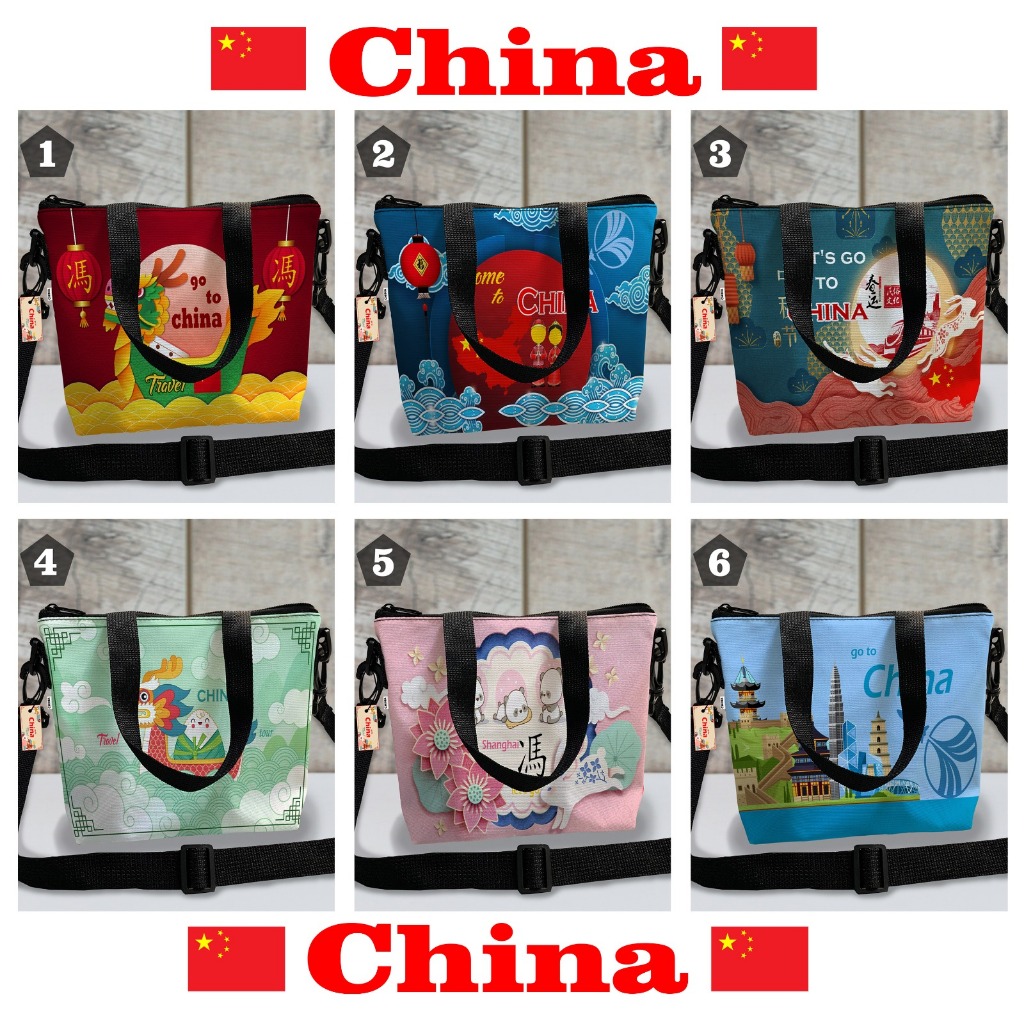 TAS CHINA TAS SOUVENIR CHINA 6 MOTIF SIAP KIRIM