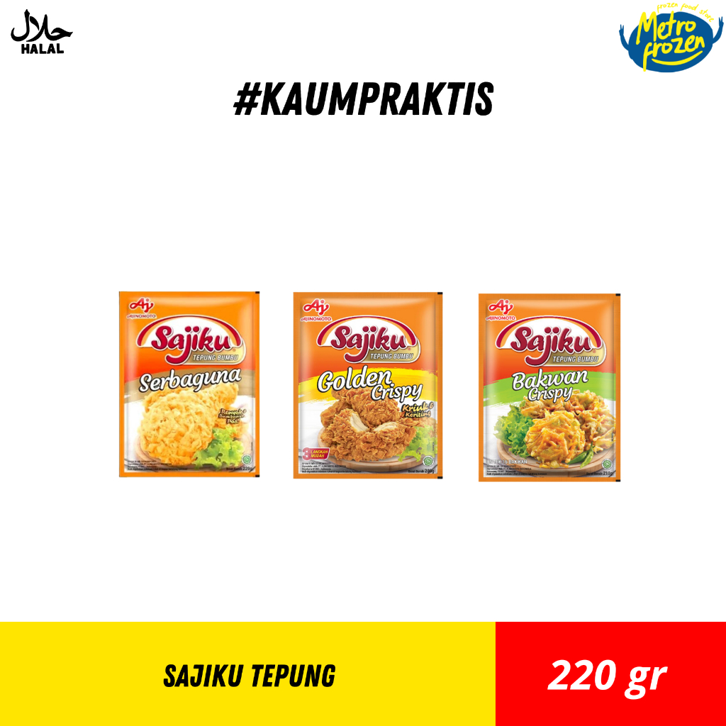 

SAJIKU Tepung Bumbu Bakwan, Golden Crispy, Serbaguna 220gr