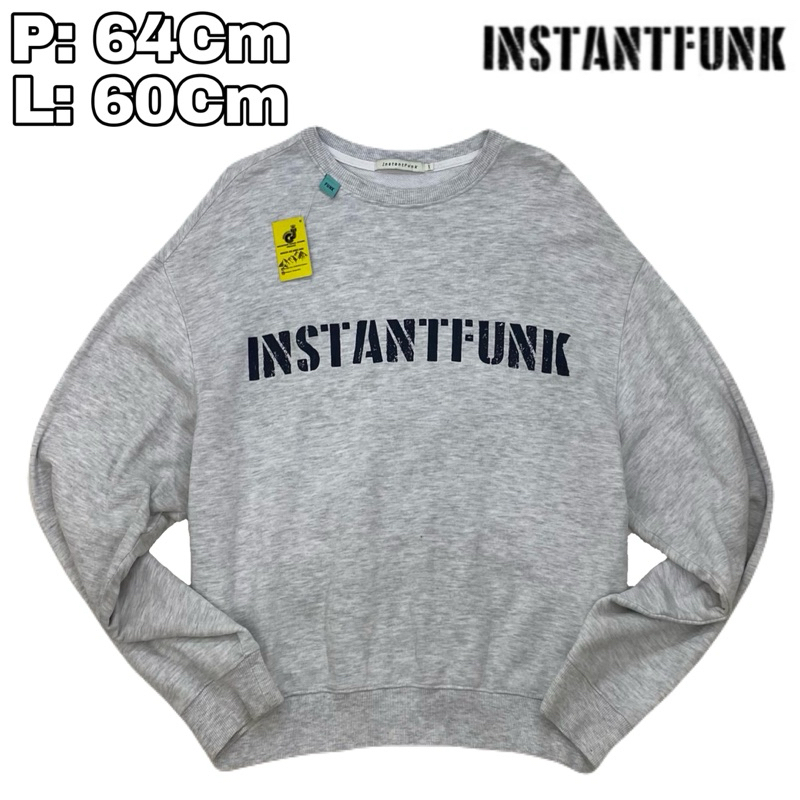 B223 Crewneck Sweeter Sweetshirt instantfunk Lengan Panjang Cotton Fleece Tebal abu-abu