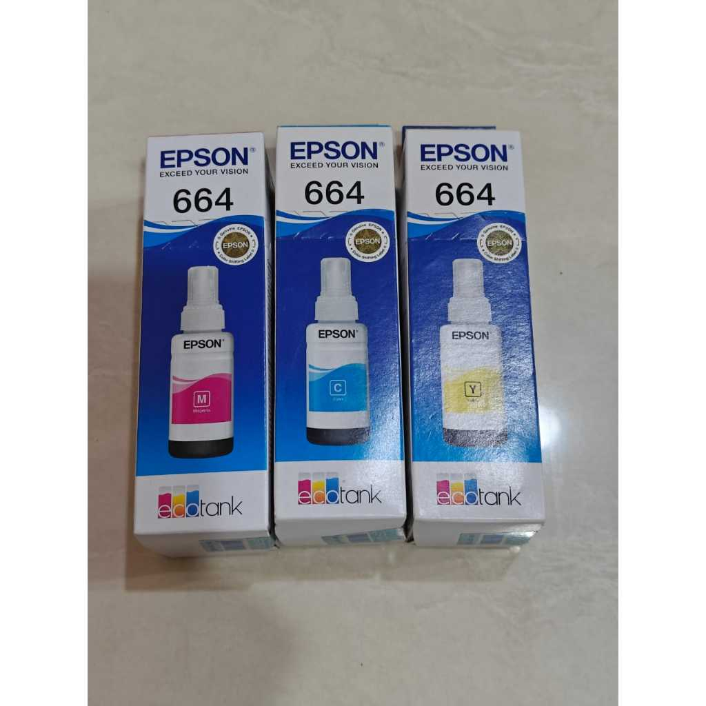 Tinta epson 664 asli (merah biru kuning )