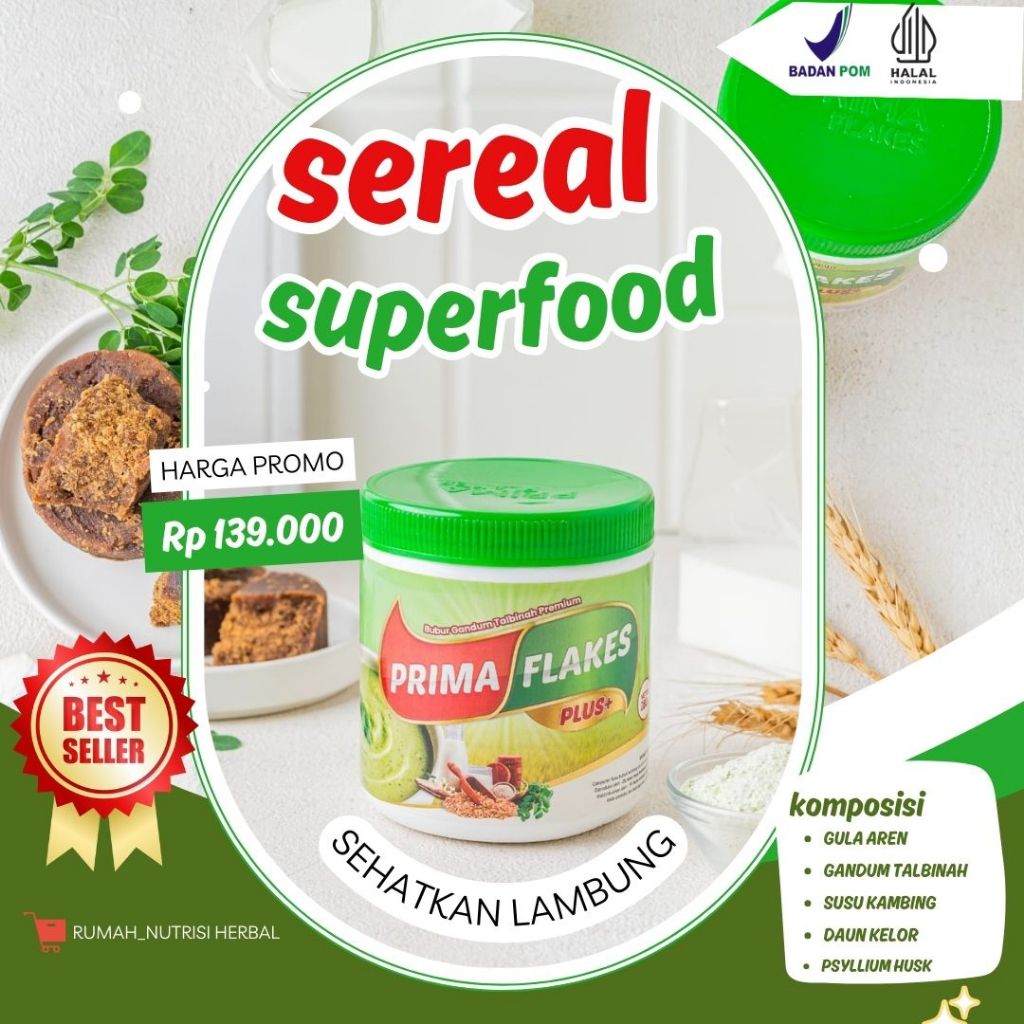 

primaflakes sereal gandum talbinah bantu atasi maag/gerd/asam lambung/anxiety/kolestrol/menu diet sehat/hipertensi