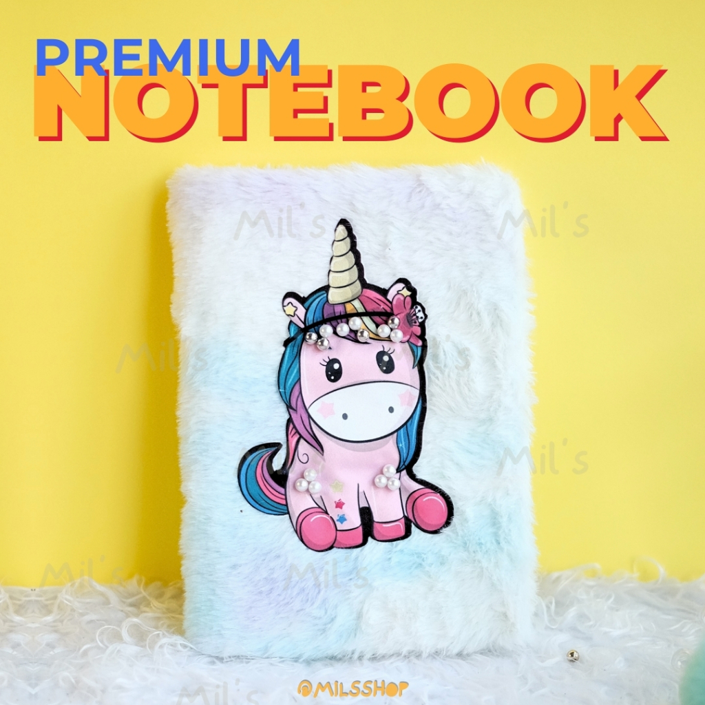 

[ CUTE MIL'S ] BUKU TULIS ANAK LUCU BULU FURRY UNICORN WITH 3D ACCESSORIES PREMIUM DIARY NOTEBOOK / BUKU BULU UNICORN DENGAN 3D ASESORIS