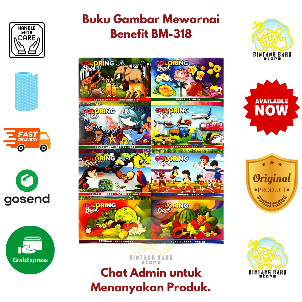 

BENEFIT BM381 - BUKU GAMBAR MEWARNAI - COCOK UNTUK ANAK - BERAGAM GAMBAR