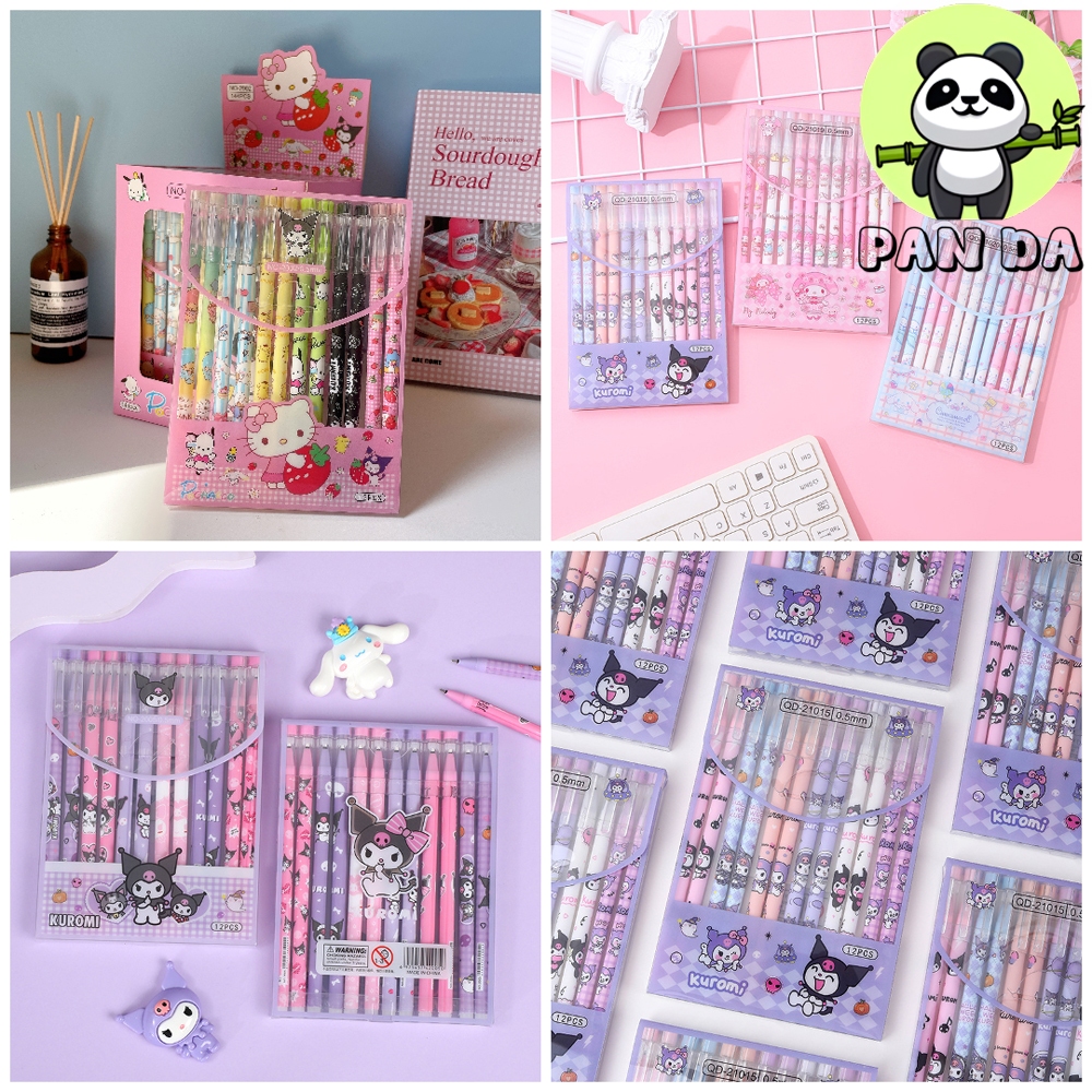

PULPEN GEL TINTA ERASABLE SET ISI 12PCS BOLPOIN BISA DIHAPUS ERASE INK GEL PEN STATIONERY KARAKTER LUCU SANRIO KUROMI