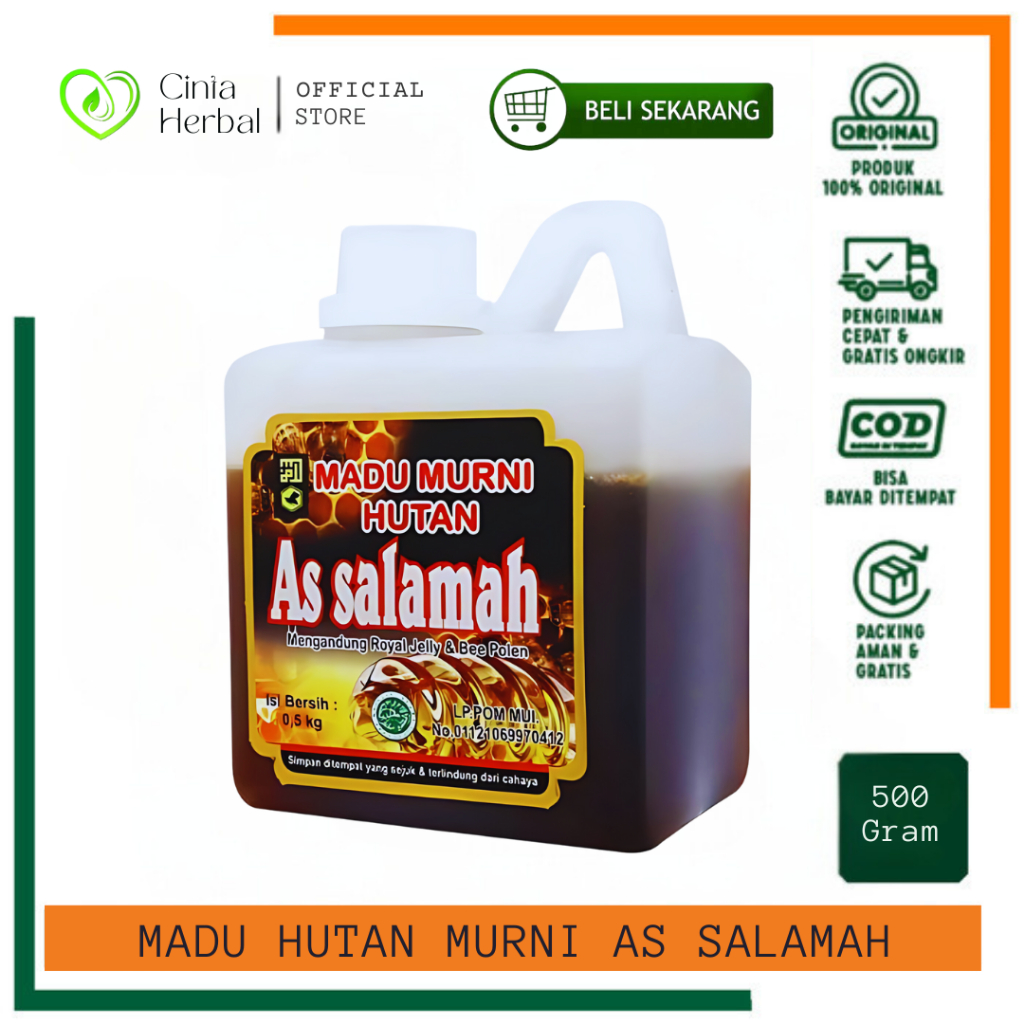 

Madu Hutan As Salamah mengandung Royal Jelly dan Bee Polen 500 gr (hitam)