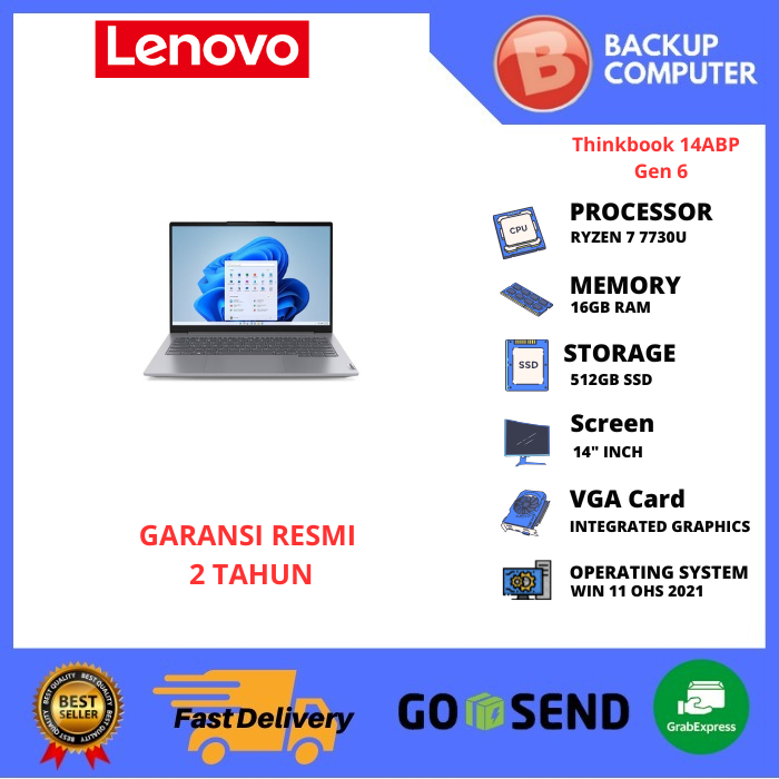 LAPTOP LENOVO Thinkbook 14ABP Gen 6 21KJ00BLID RYZEN 7 7730U 16GB RAM
