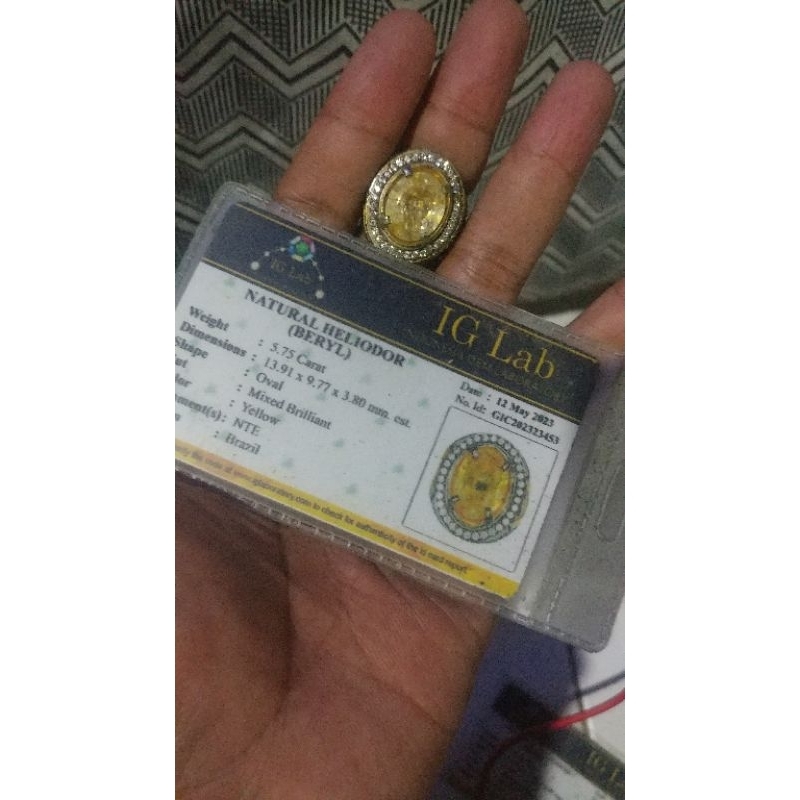 cincin batu yellow sapphire srilanka asli plus memo