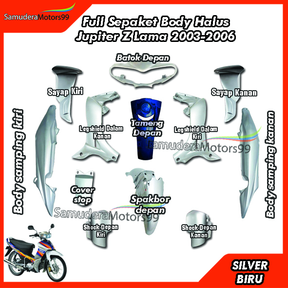 Full 1 Set Body Halus Jupiter Z Lama 2003-2006 Silver Biru