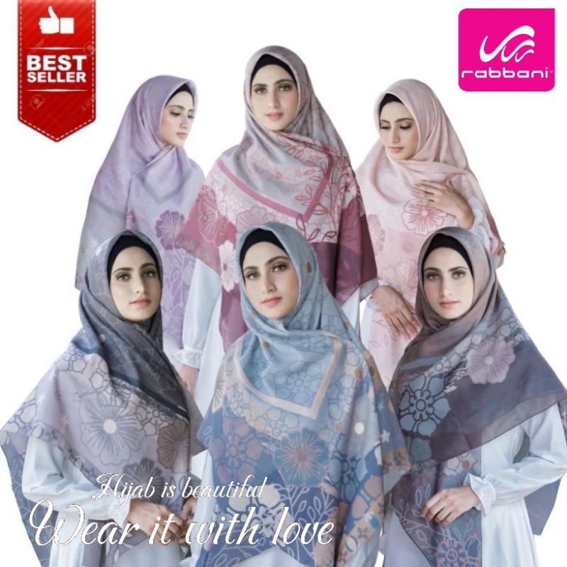 RABBANI SCARF Hijab Original Segi Empat Voal Motif Premium Free Pouch Jilbab Motif RABBANI Scarf Bra