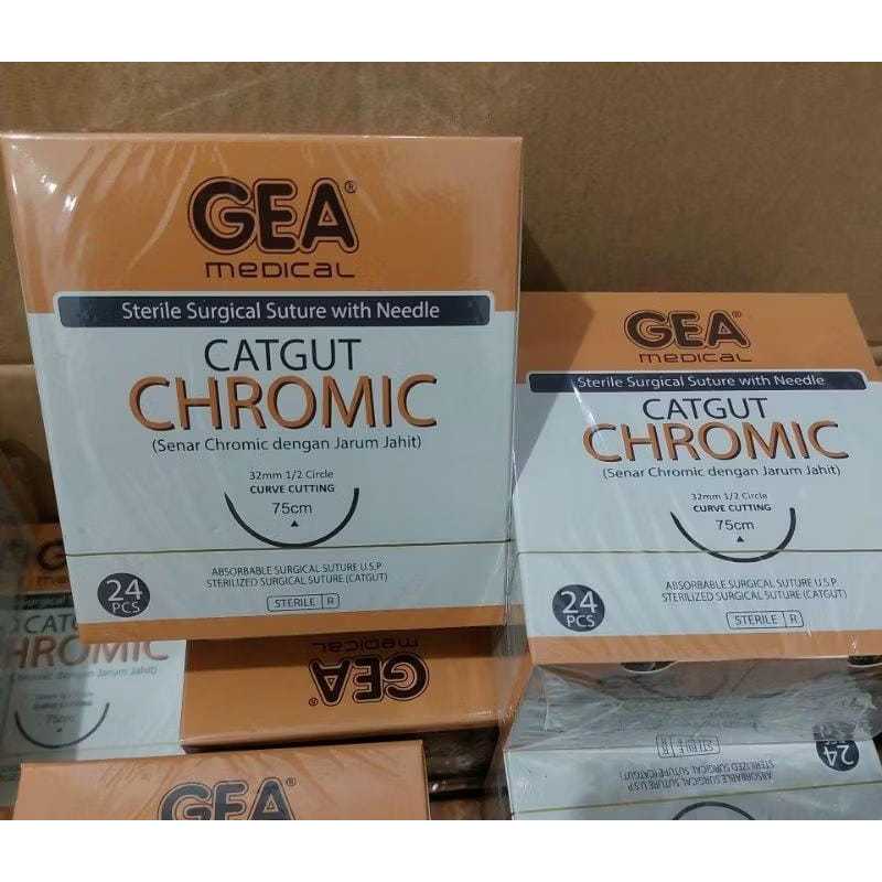 Catgut Chromic + Jarum / Catgut Plain / Catgut Silk / Benang Jahit - Gea