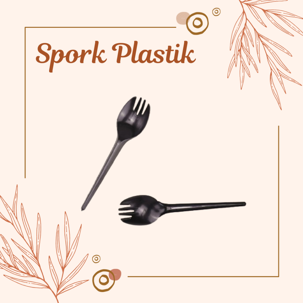 Spork isi 25pcs / Spork Plastik / Spork Hitam / Sendok Garpu Plastik