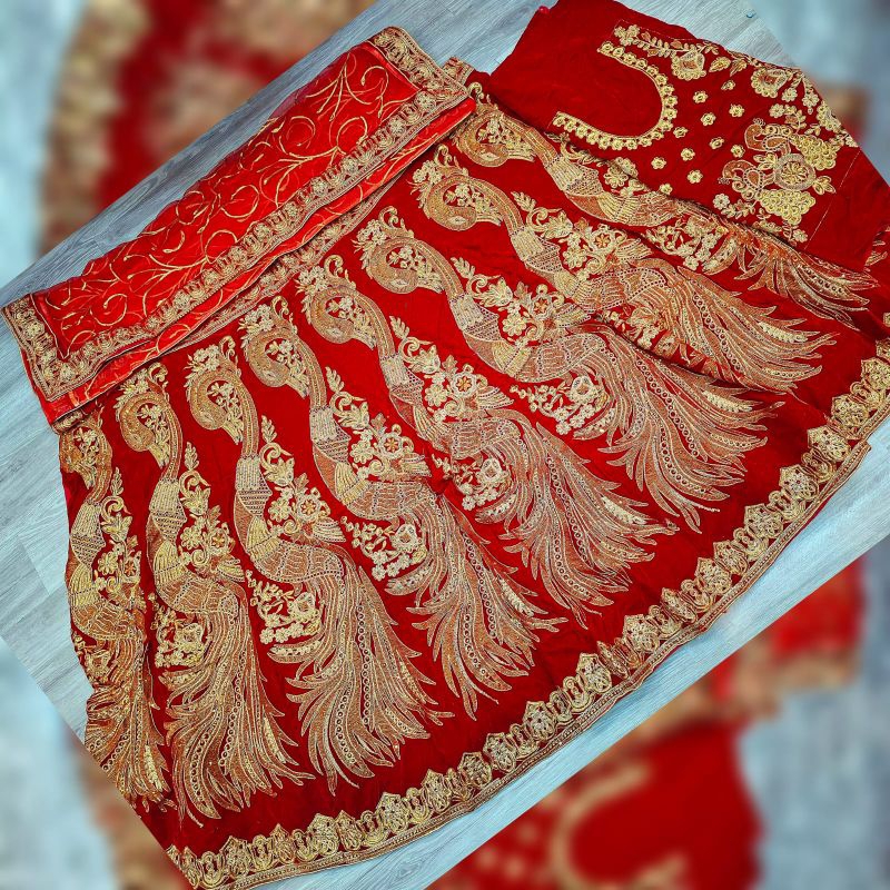 lehengga wedding motif merak ori india