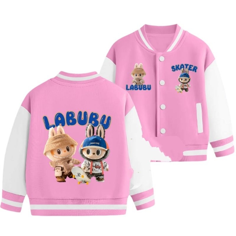 jaket varsity labubu anak laki-laki/perempuan usia 2-12 tahun/jaket anak cewek/cowok labubu premium 