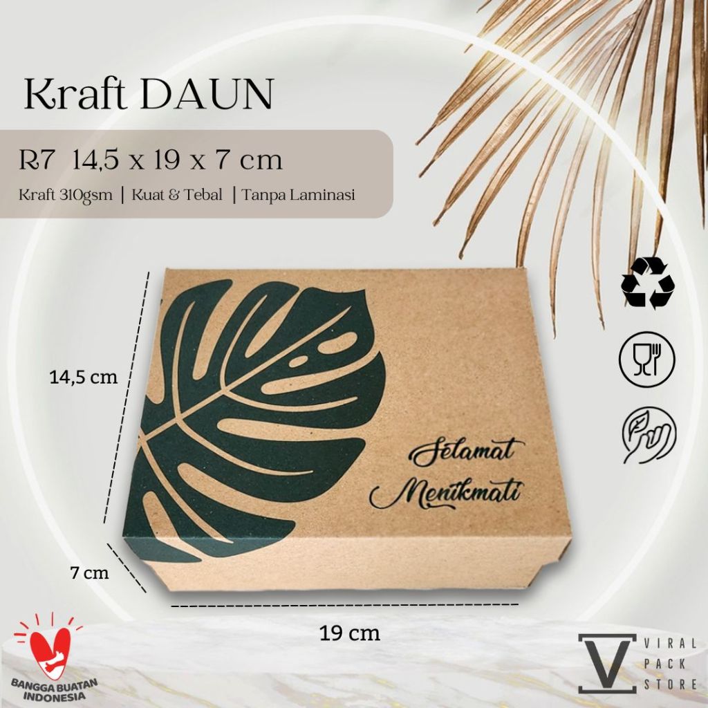 Kotak 14x19 R7 Kraft DAUN Kotak Nasi Kotak Kue Jajan Dus Roti Murah Snack Box 15x19