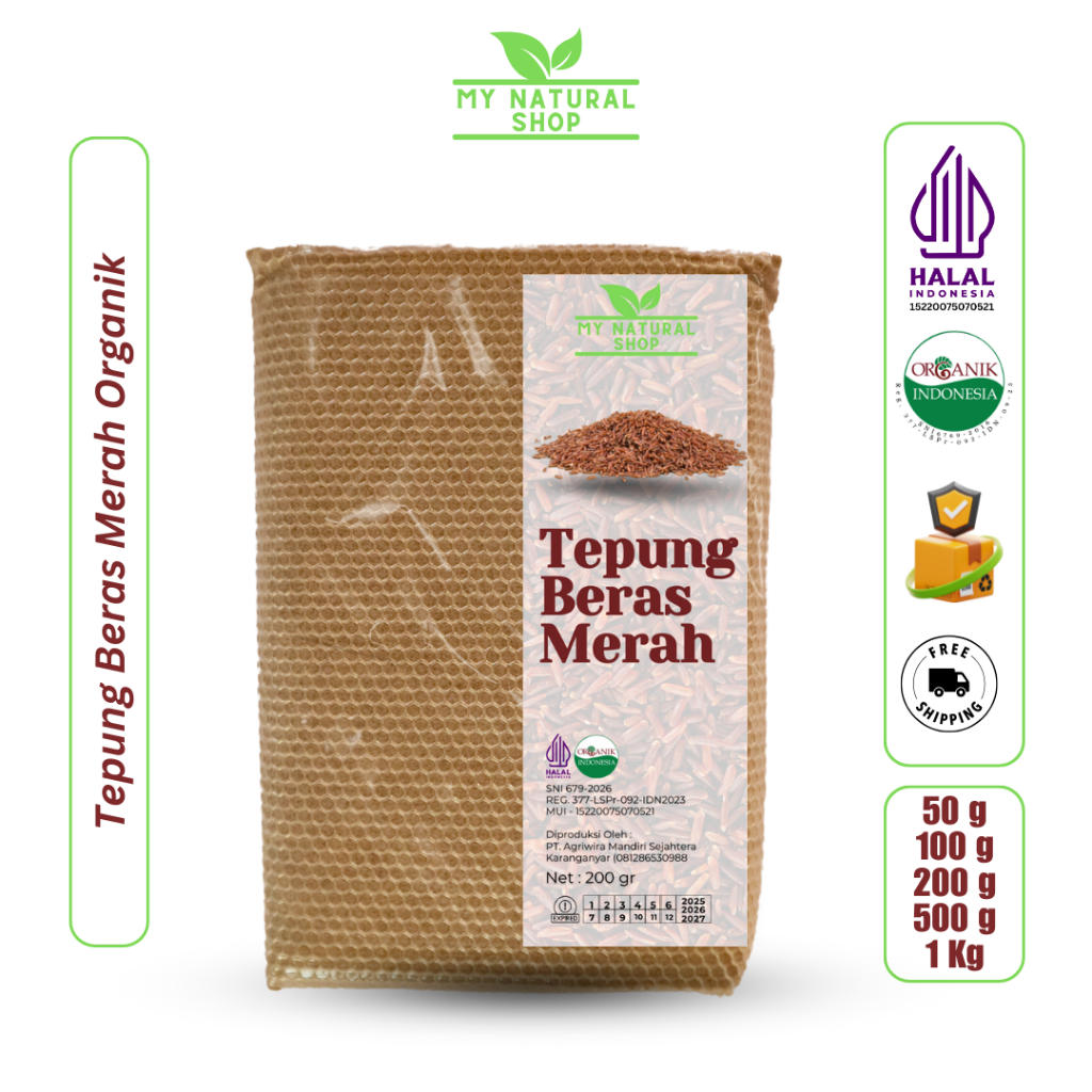 

Tepung Beras Merah Organik Kemasan 100g, 200g, 500g,1Kg