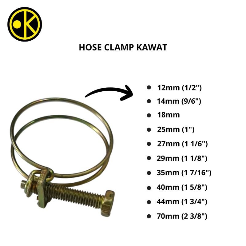 HOSE CLAMP KAWAT/KAWAT KLEM SELANG