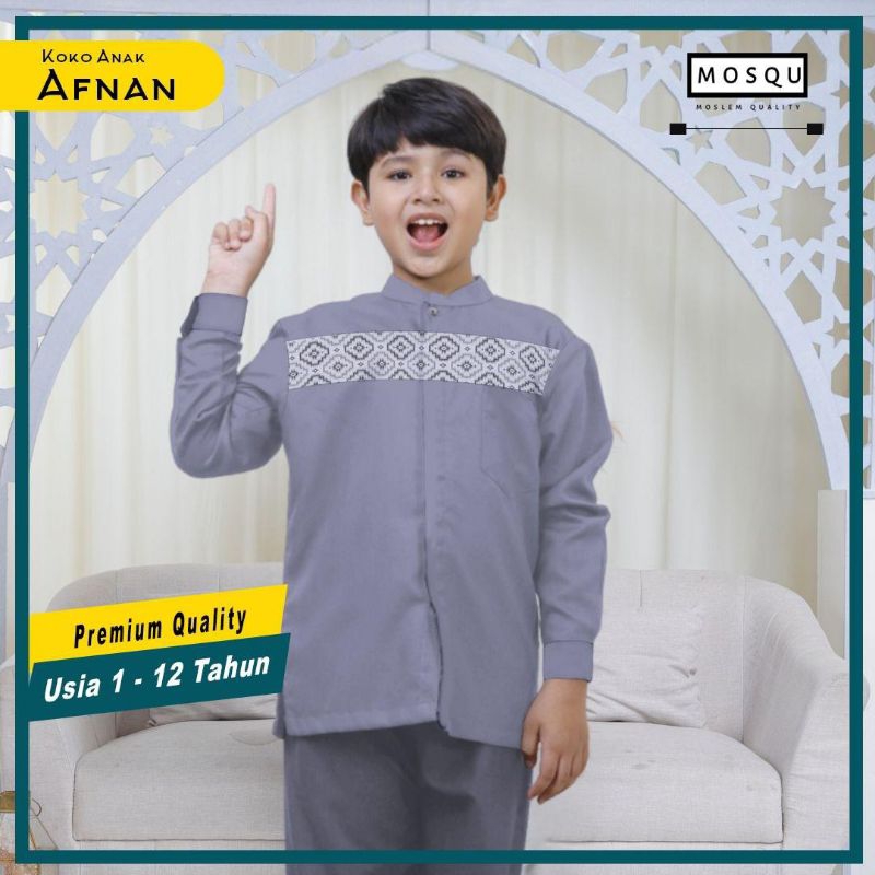Baju Koko Anak Lengan Panjang Motif Etnik Model AFNAN