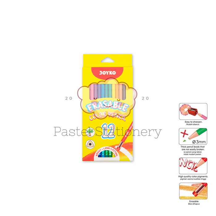 

Pensil Warna Bisa Dihapus Joyko 12 Warna CP-0130-12 - Erasable Color Pencil Triangle Grip