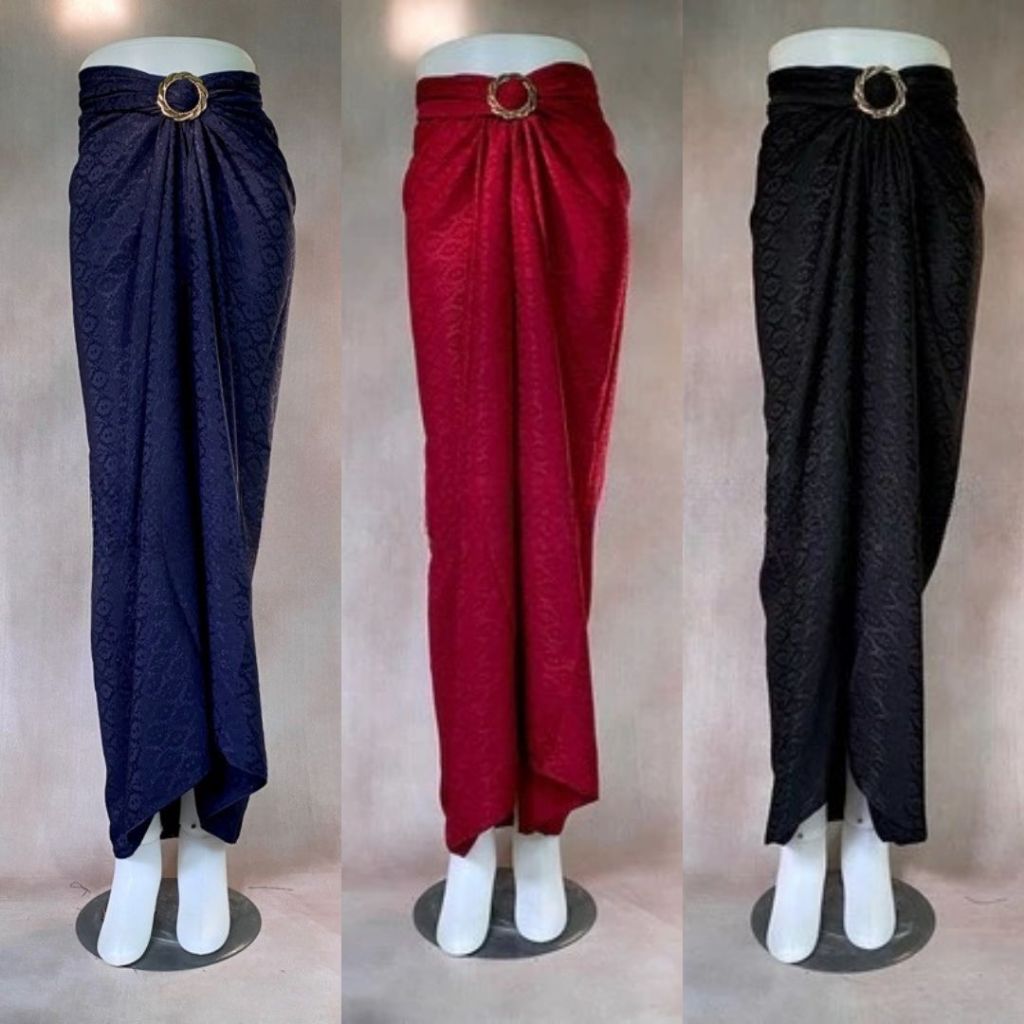 Rok Lilit Kain Serut Samping Polos Dobby Bawahan Kebaya Modern Maroon & Warna Lain
