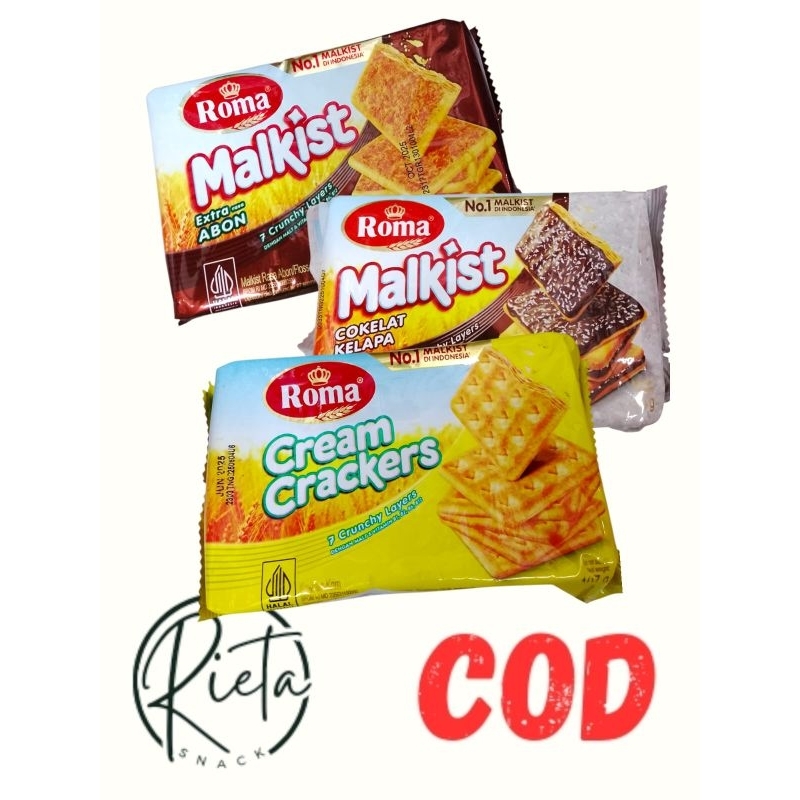 

Roma Malkist Cream Cracker,Extra Abon,Coklat kelapa