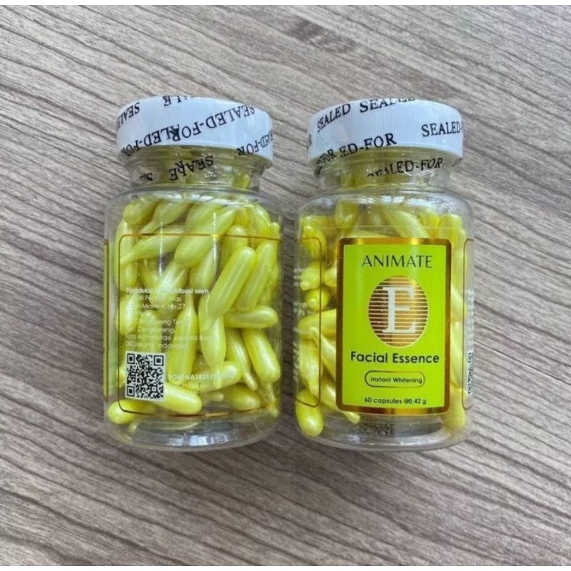 [ ORI 100%]Animate Serum Kapsul Skincare Vitamin E Essence Facial Glowing Isi 60 Original BPOM