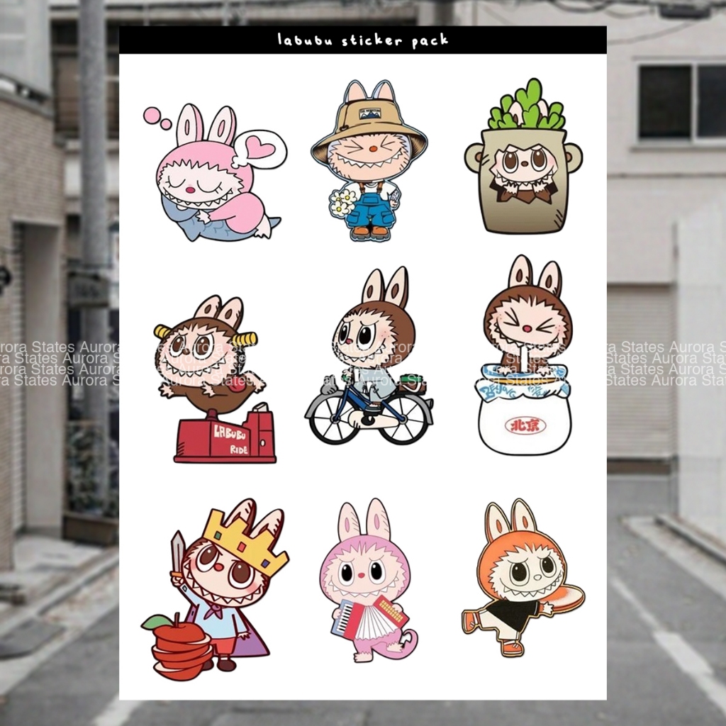 

Sticker Aesthetic Labubu | Boneka Sticker Labubu | Sticker Waterproof Cutting Labubu