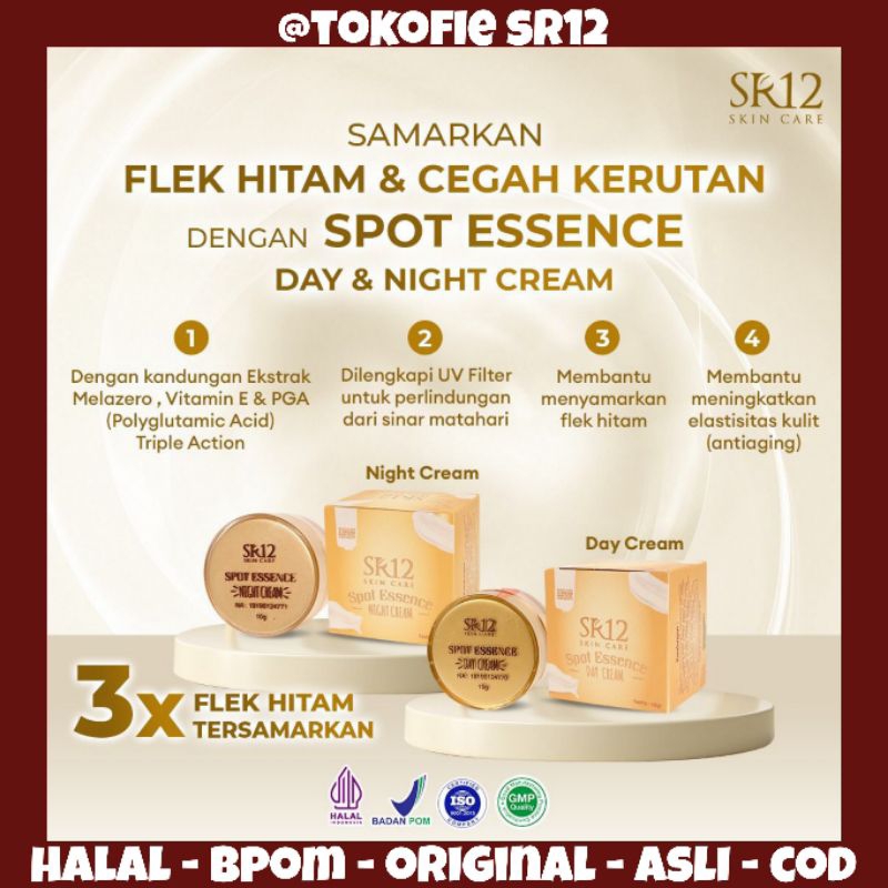 SR12 Spot Essence Day Cream Night Cream (Paket)  / Krem Siang Krem Malam / Atasi Flek Hitam
