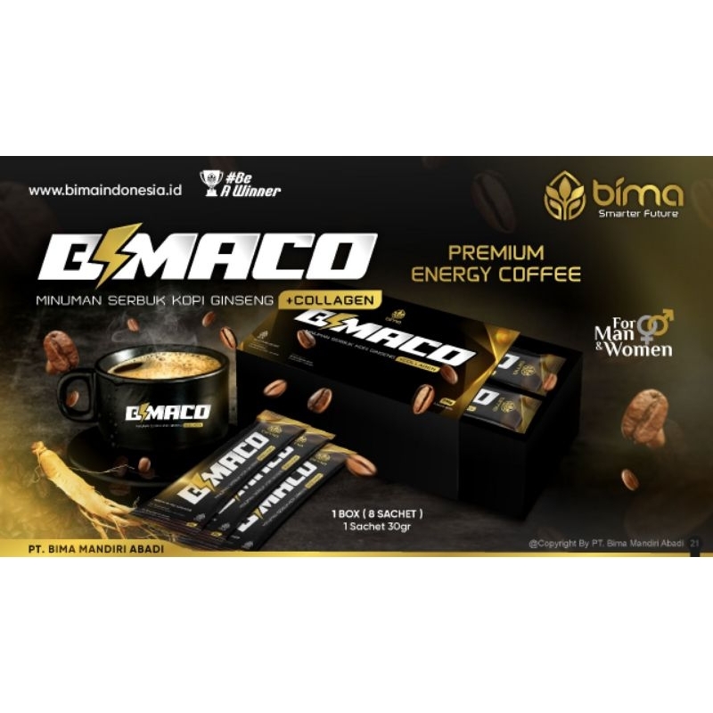Kopi Bimaco Kopi mengandung panax ginseng dari korea dan collagen dari jepang bisa dikonsumsi pria d