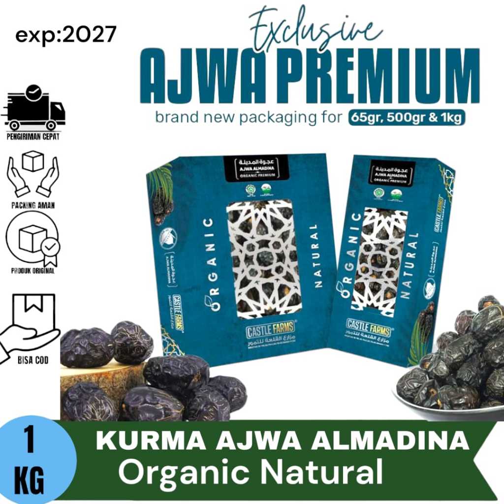 

kurma ajwa madinah kurma ajwa madinah premium casttle farm organic, kurma sunnah nabi, kurma penghilang sihir dan racun 1kg / 500gr Halal oleh oleh haji dan umroh cemilan