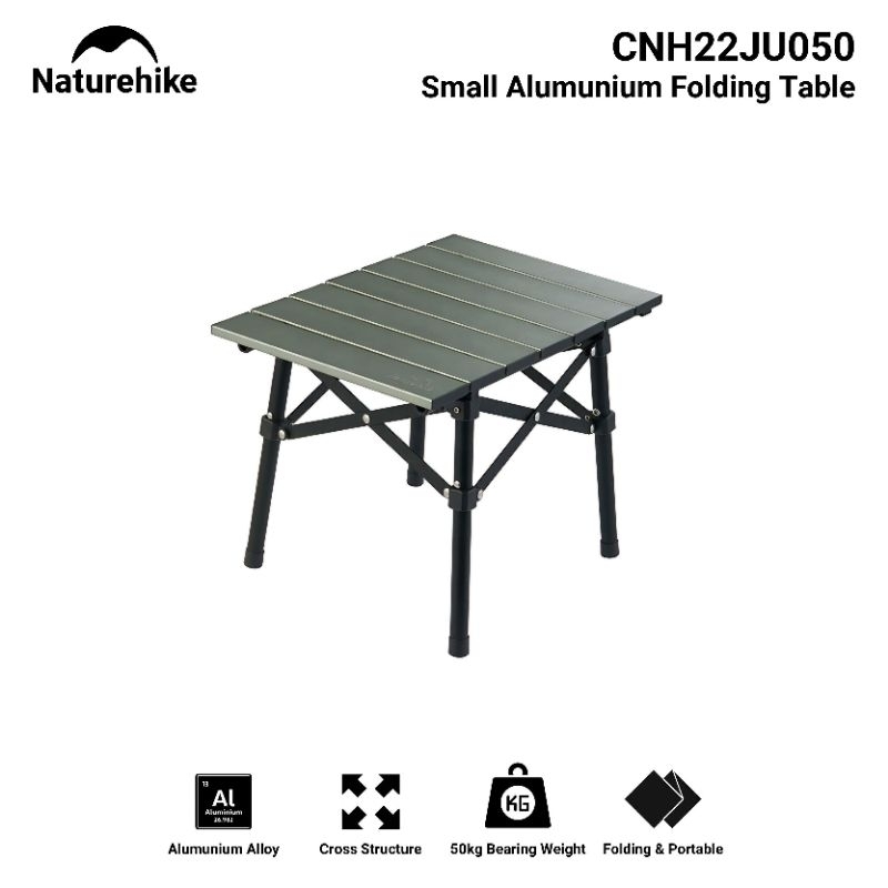 MEJA LIPAT NATUREHIKE CNH22JU050 ALUMUNIUM ALLOY FOLDING TABLE PORTABLE CAMPING HIKING GLAMPING CAMP