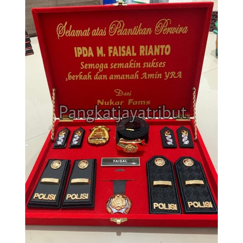 PANGKAT IPDA  POLISI PDH PDU SET BOX PANGKAT SET BOX COSTUM UCAPAN PERLENGKAPAN POLRI