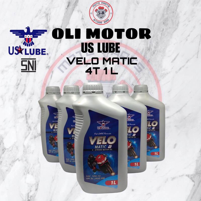 OLI MESIN MOTOR US LUBE VELO MATIC 4T 1L (PER 1BOTOL) SAE 10W-30 API SL JASO MB (ORIGINAL)